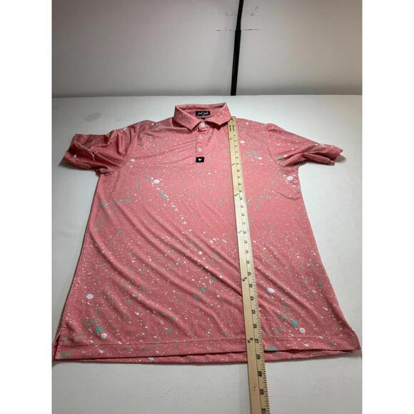 Bad Birdie Golf Polo Shirt Paint Splatter AOP Performance Pink Size Small - Picture 5 of 5